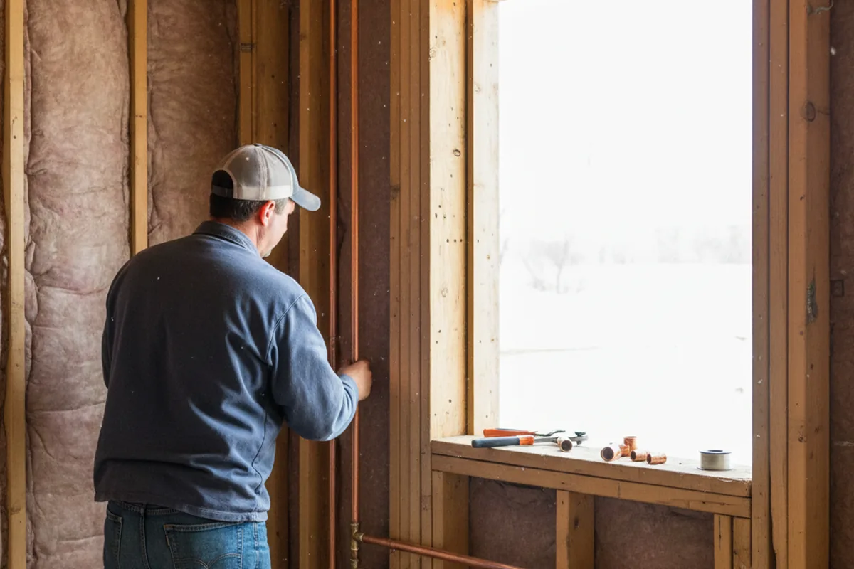 Licensed plumber running new copper supply lines in a Mantua home